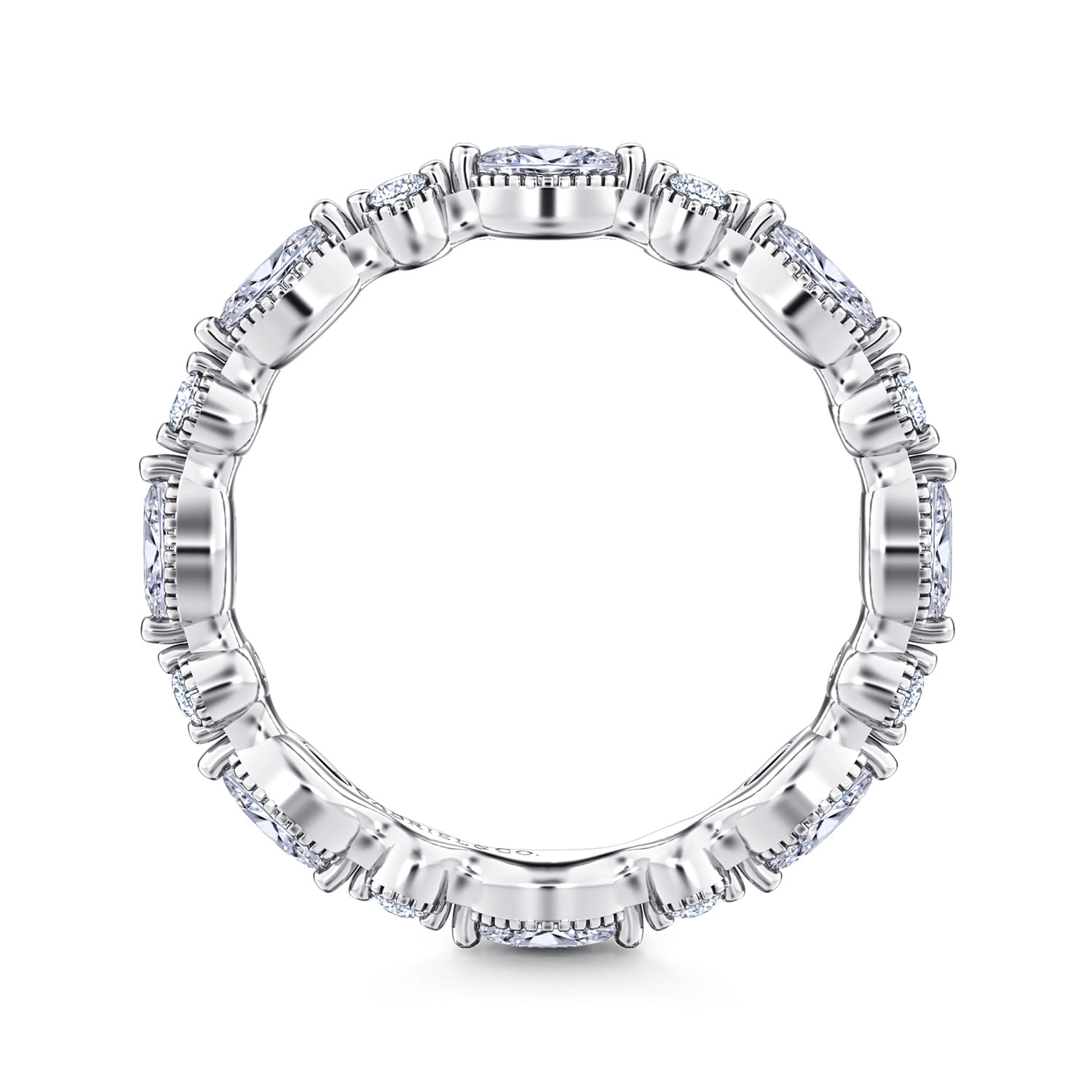 Eternity Band Wedding Ring in 14k White Gold with Marquise Natural Diamond at Gabriel & Co. - Shot 2