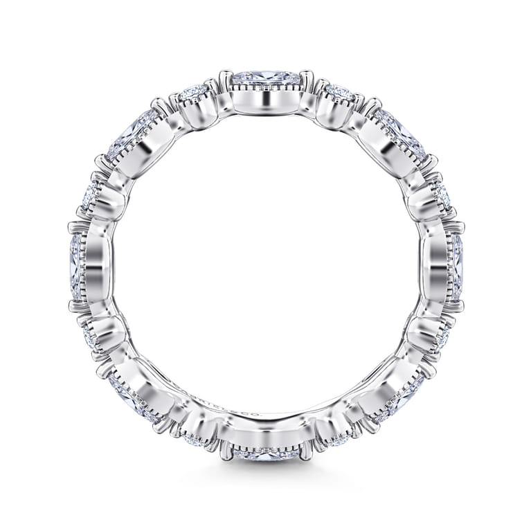 Eternity Band Wedding Ring in 14k White Gold with Marquise Natural Diamond at Gabriel & Co. - Shot 2