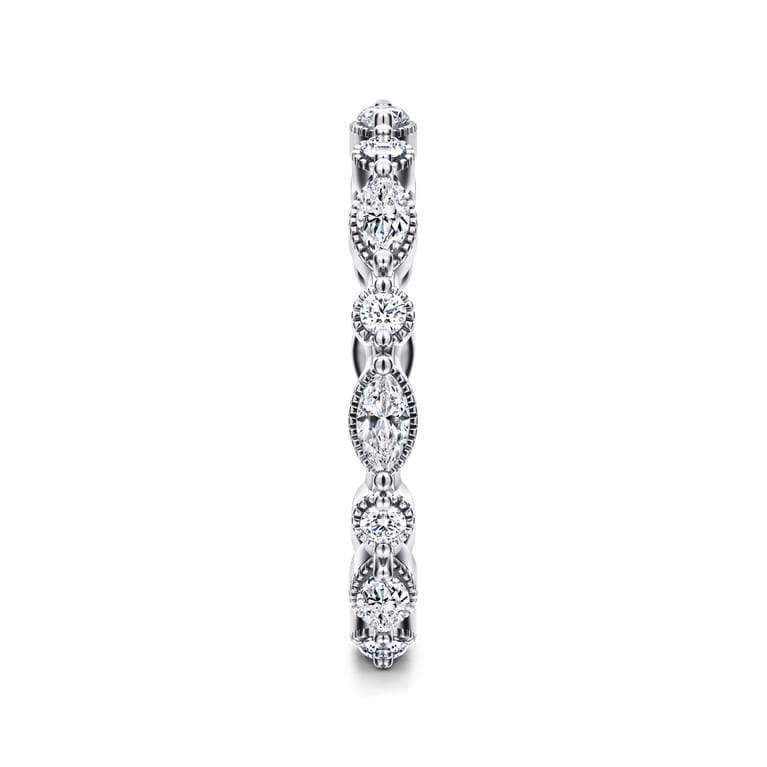 Eternity Band Wedding Ring in 14k White Gold with Marquise Natural Diamond at Gabriel & Co. - Shot 4