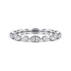 Esperanza - 14K White Gold Double Prongs Marquise and Round Diamond Eternity Band