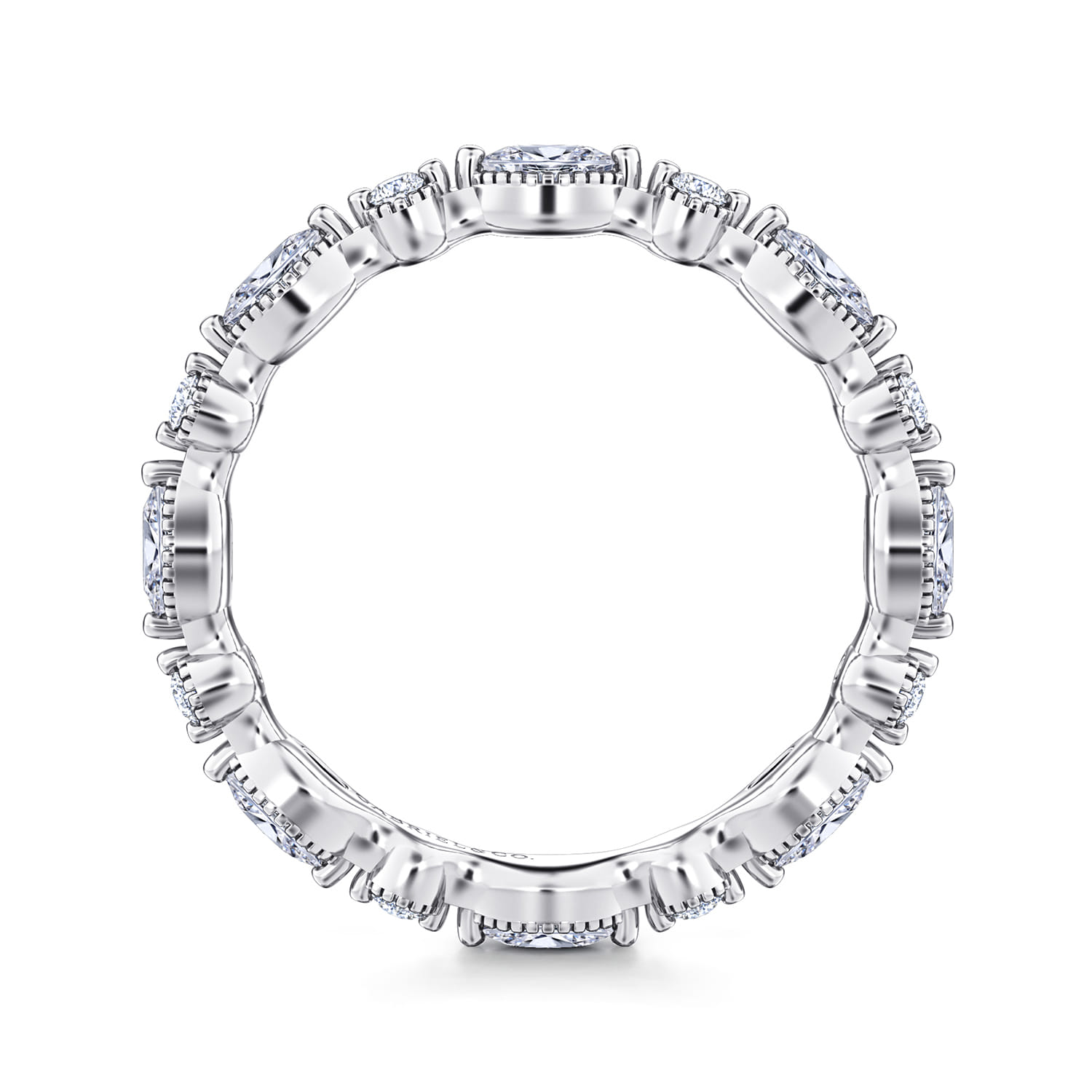 Eternity Band Wedding Ring in 14k White Gold with Marquise Natural Diamond at Gabriel & Co. - Shot 2