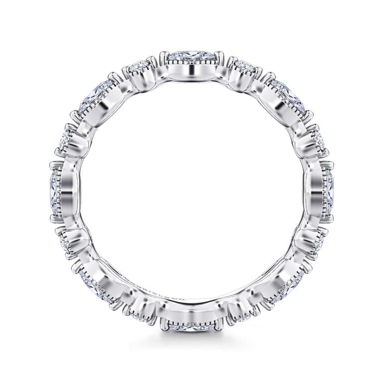 Eternity Band Wedding Ring in 14k White Gold with Marquise Natural Diamond at Gabriel & Co. - Shot 2