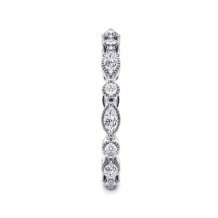 Eternity Band Wedding Ring in 14k White Gold with Marquise Natural Diamond at Gabriel & Co. - Shot 4