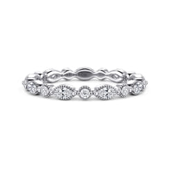 Esperanza - 14K White Gold Double Prongs Marquise and Round Diamond Eternity Band