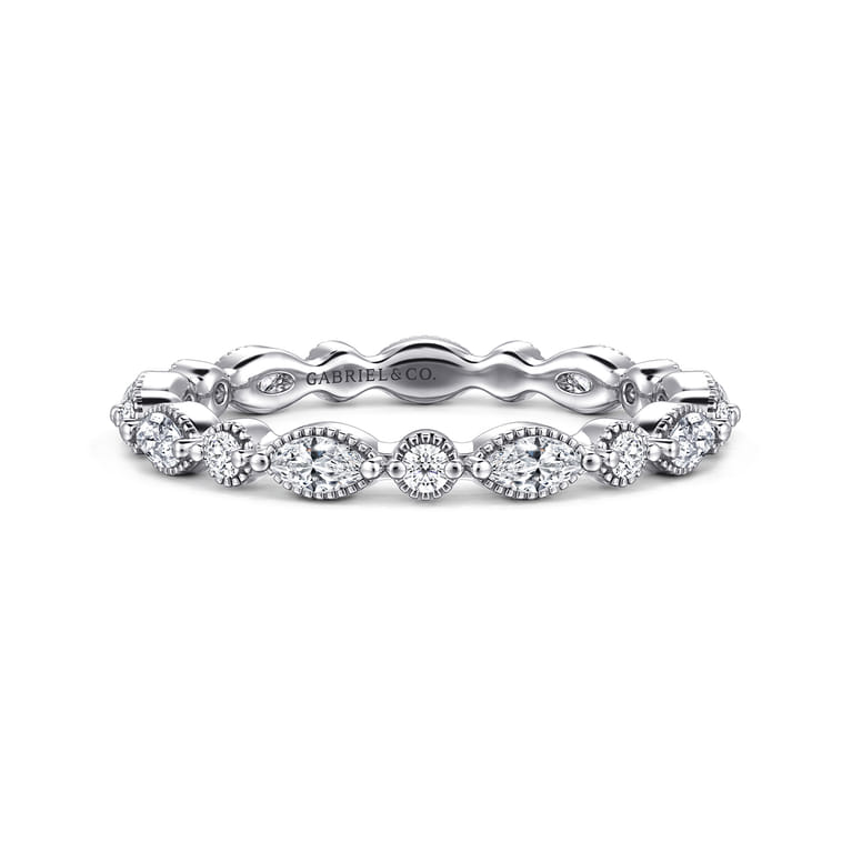 Eternity Band Wedding Ring in 14k White Gold with Marquise Natural Diamond at Gabriel & Co. - Shot 1