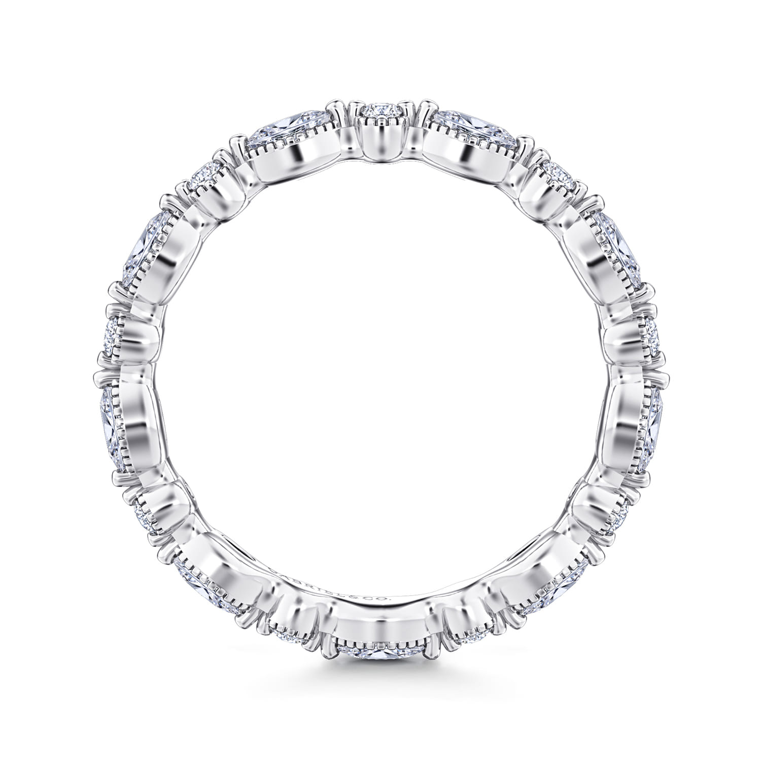 Eternity Band Wedding Ring in 14k White Gold with Marquise Natural Diamond at Gabriel & Co. - Shot 2