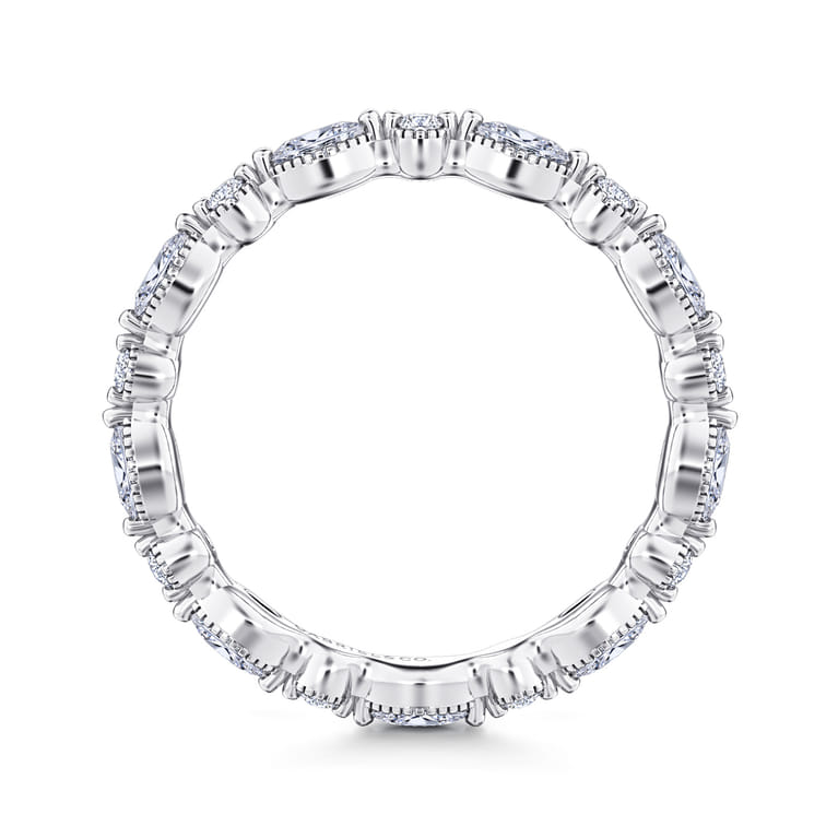 Eternity Band Wedding Ring in 14k White Gold with Marquise Natural Diamond at Gabriel & Co. - Shot 2