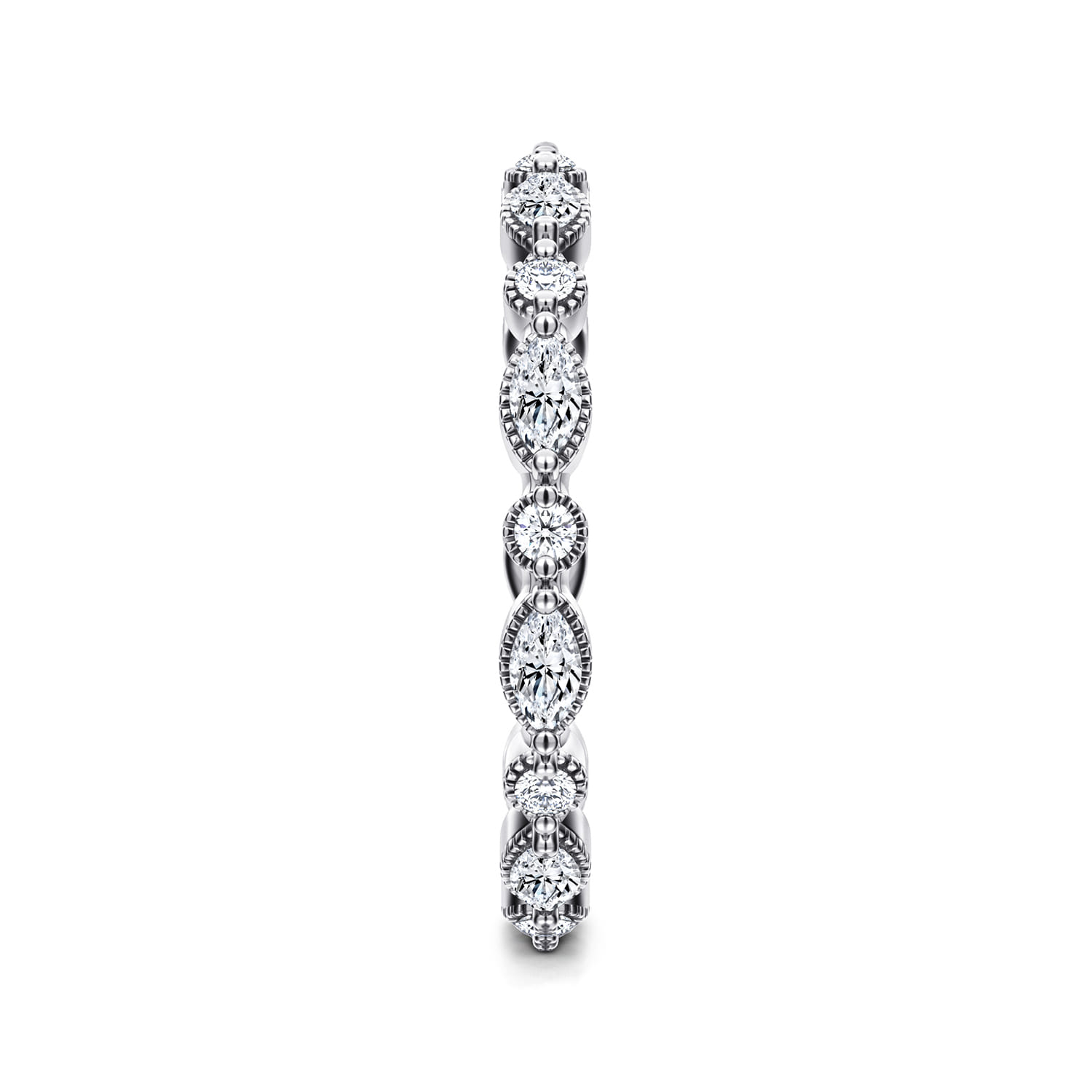 Eternity Band Wedding Ring in 14k White Gold with Marquise Natural Diamond at Gabriel & Co. - Shot 4