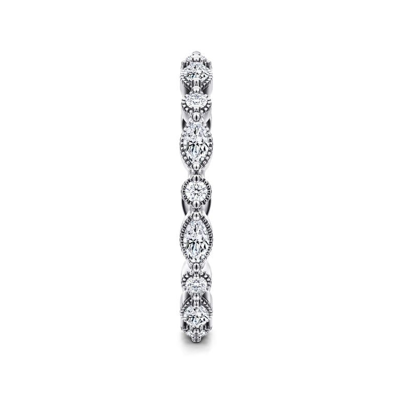 Eternity Band Wedding Ring in 14k White Gold with Marquise Natural Diamond at Gabriel & Co. - Shot 4