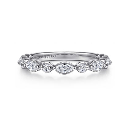 Esperanza - 14K White Gold Marquise and Round Diamond Anniversary Band