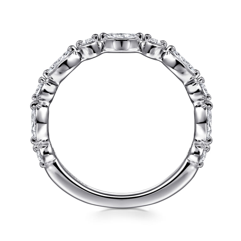 Straight Wedding Ring in 14k White Gold with Marquise Natural Diamond at Gabriel & Co. - Shot 2