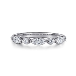 Esperanza - 14K White Gold Marquise and Round Diamond Anniversary Band