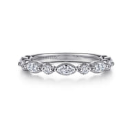 Esperanza - 14K White Gold Marquise and Round Vintage Inspire Diamond Anniversary Band