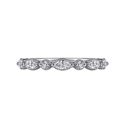 Esperanza - 14K White Gold Marquise and Round Vintage Inspire Diamond Anniversary Band