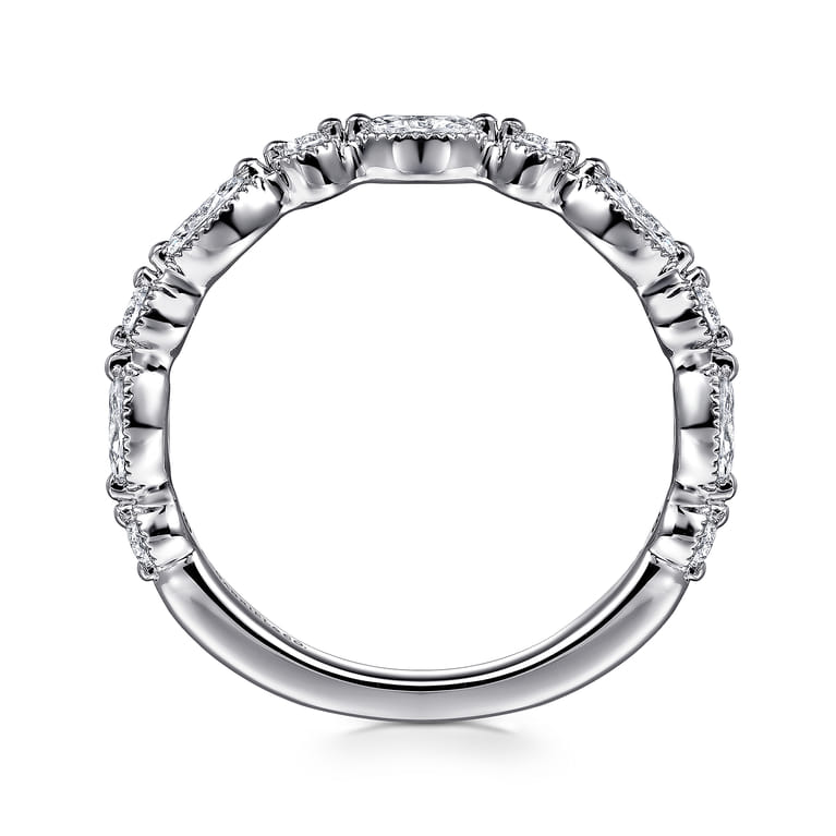 Straight Wedding Ring in 14k White Gold with Marquise Natural Diamond at Gabriel & Co. - Shot 2