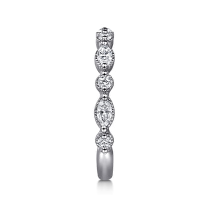 Esperanza - 14K White Gold Vintage Inspired Marquise and Round Diamond Anniversary Band