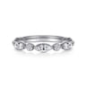 Straight Wedding Ring in 14k White Gold with Marquise Natural Diamond at Gabriel & Co.