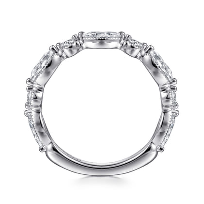 Esperanza - 14K White Gold Vintage Inspired Marquise and Round Diamond Anniversary Band