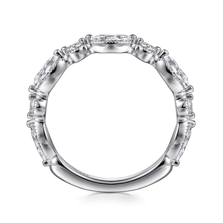 Straight Wedding Ring in 14k White Gold with Marquise Natural Diamond at Gabriel & Co. - Shot 2