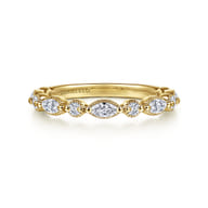 Esperanza - 14K Yellow Gold Double Prongs Marquise and Round Diamond Anniversary Band