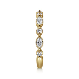 Esperanza - 14K Yellow Gold Double Prongs Marquise and Round Diamond Anniversary Band