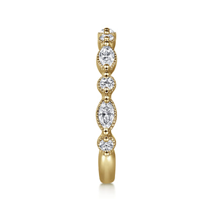 Esperanza - 14K Yellow Gold Double Prongs Marquise and Round Diamond Anniversary Band