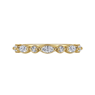Esperanza - 14K Yellow Gold Double Prongs Marquise and Round Diamond Anniversary Band