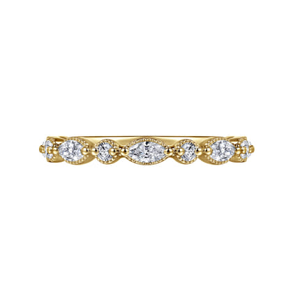 Esperanza - 14K Yellow Gold Double Prongs Marquise and Round Diamond Anniversary Band