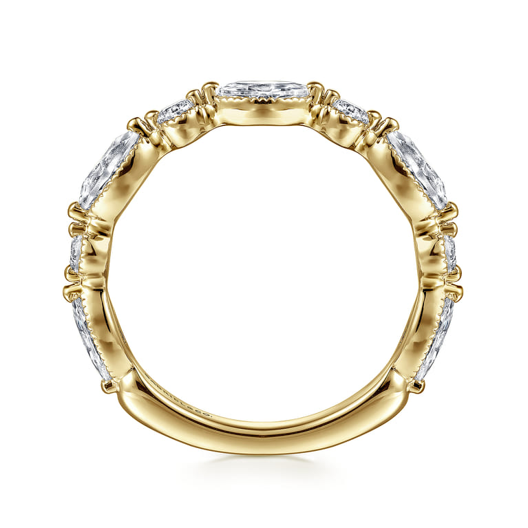 Fancy Wedding Ring in 14k Yellow Gold with Marquise Natural Diamond at Gabriel & Co. - Shot 2