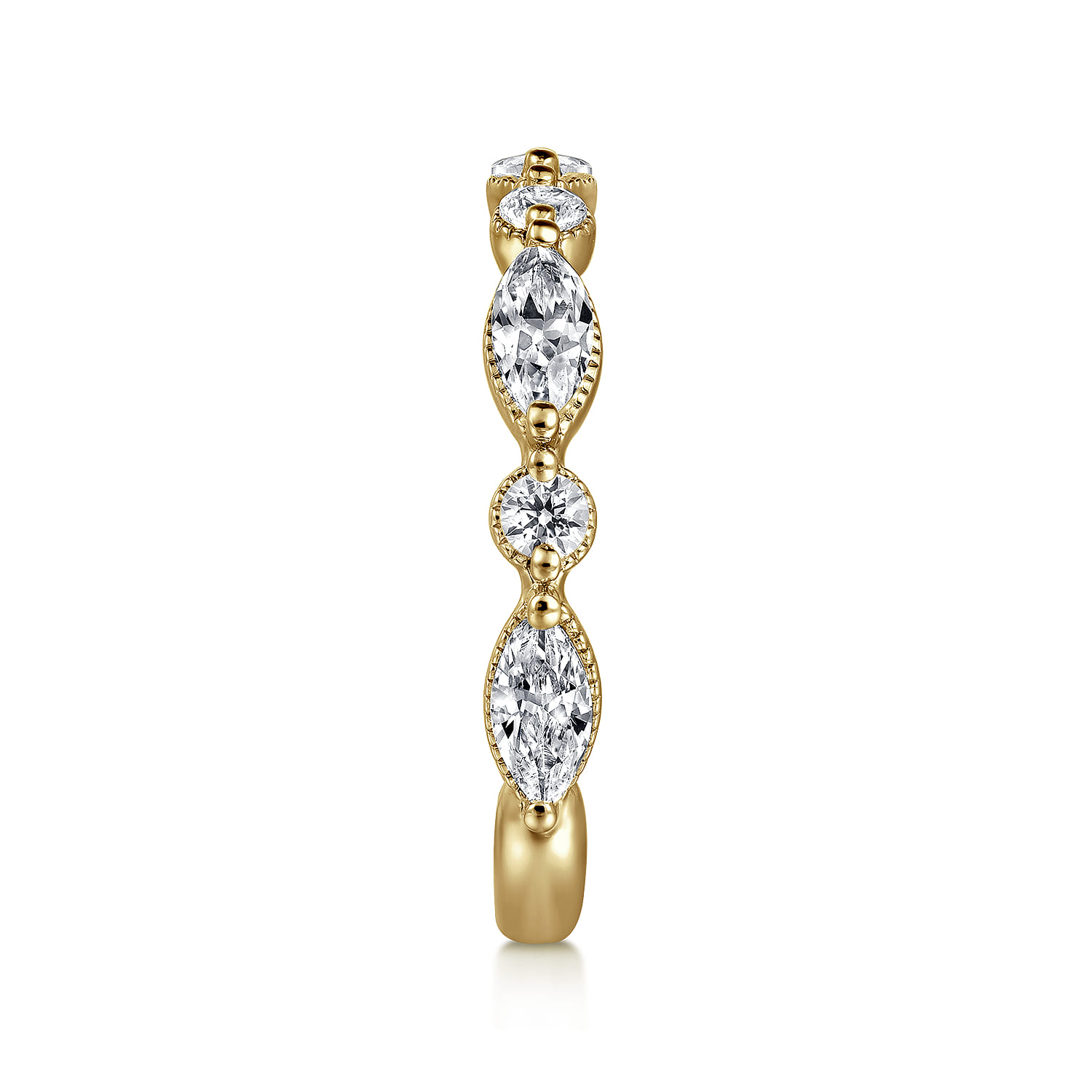 Fancy Wedding Ring in 14k Yellow Gold with Marquise Natural Diamond at Gabriel & Co. - Shot 4