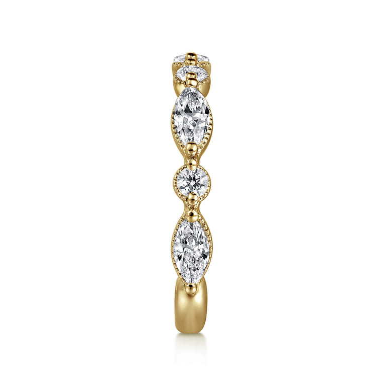 Fancy Wedding Ring in 14k Yellow Gold with Marquise Natural Diamond at Gabriel & Co. - Shot 4