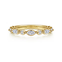 Esperanza - 14K Yellow Gold Marquise and Round Diamond Anniversary Band
