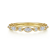 Esperanza - 14K Yellow Gold Marquise and Round Diamond Anniversary Band