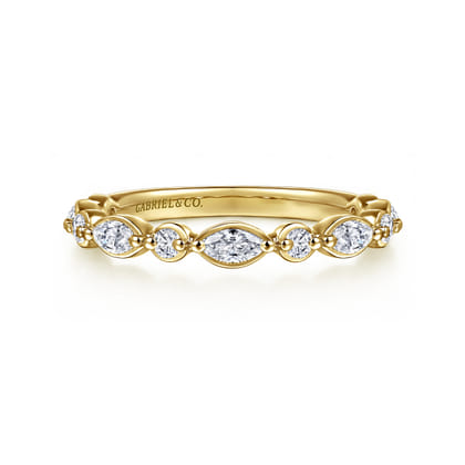 Esperanza - 14K Yellow Gold Marquise and Round Diamond Anniversary Band
