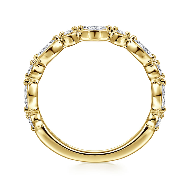 Straight Wedding Ring in 14k Yellow Gold with Marquise Natural Diamond at Gabriel & Co. - Shot 2