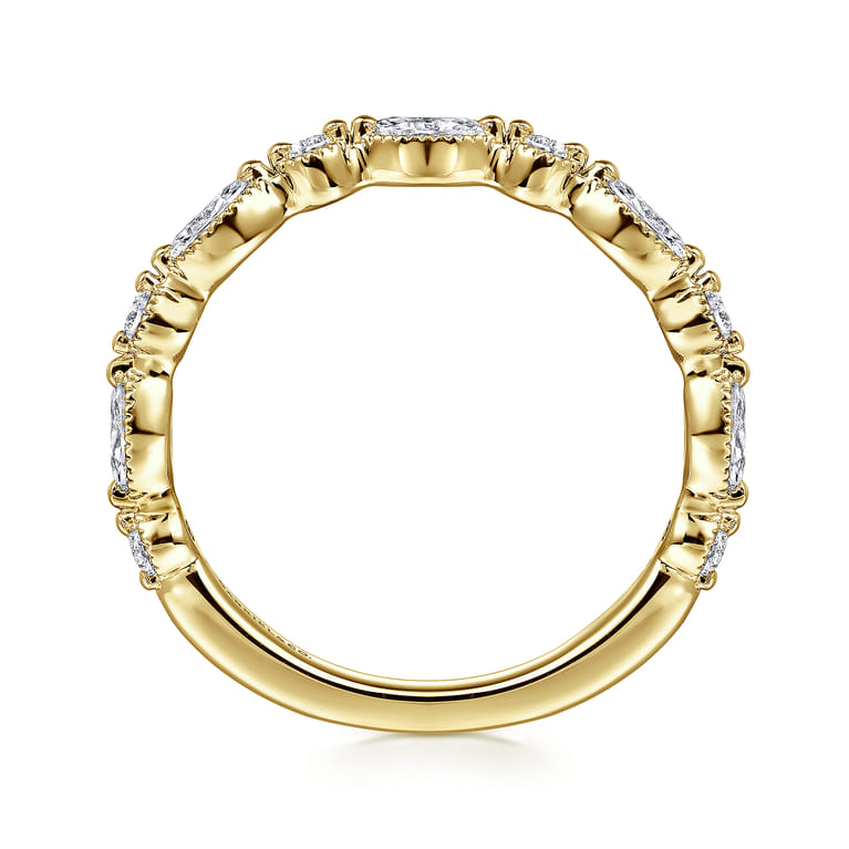 Fancy Wedding Ring in 14k Yellow Gold with Marquise Natural Diamond at Gabriel & Co. - Shot 2