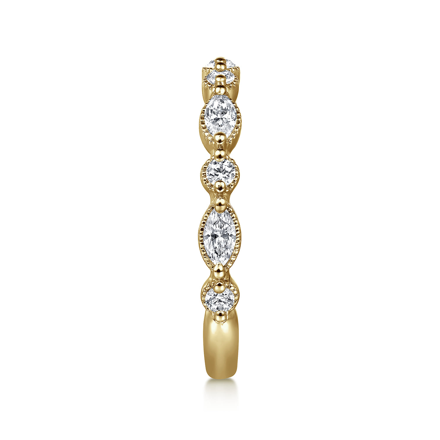 Fancy Wedding Ring in 14k Yellow Gold with Marquise Natural Diamond at Gabriel & Co. - Shot 4