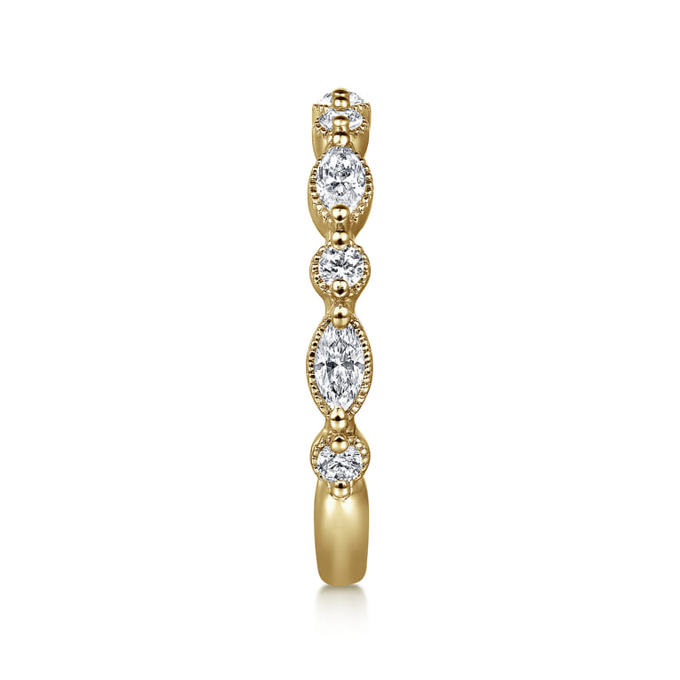 Fancy Wedding Ring in 14k Yellow Gold with Marquise Natural Diamond at Gabriel & Co. - Shot 4