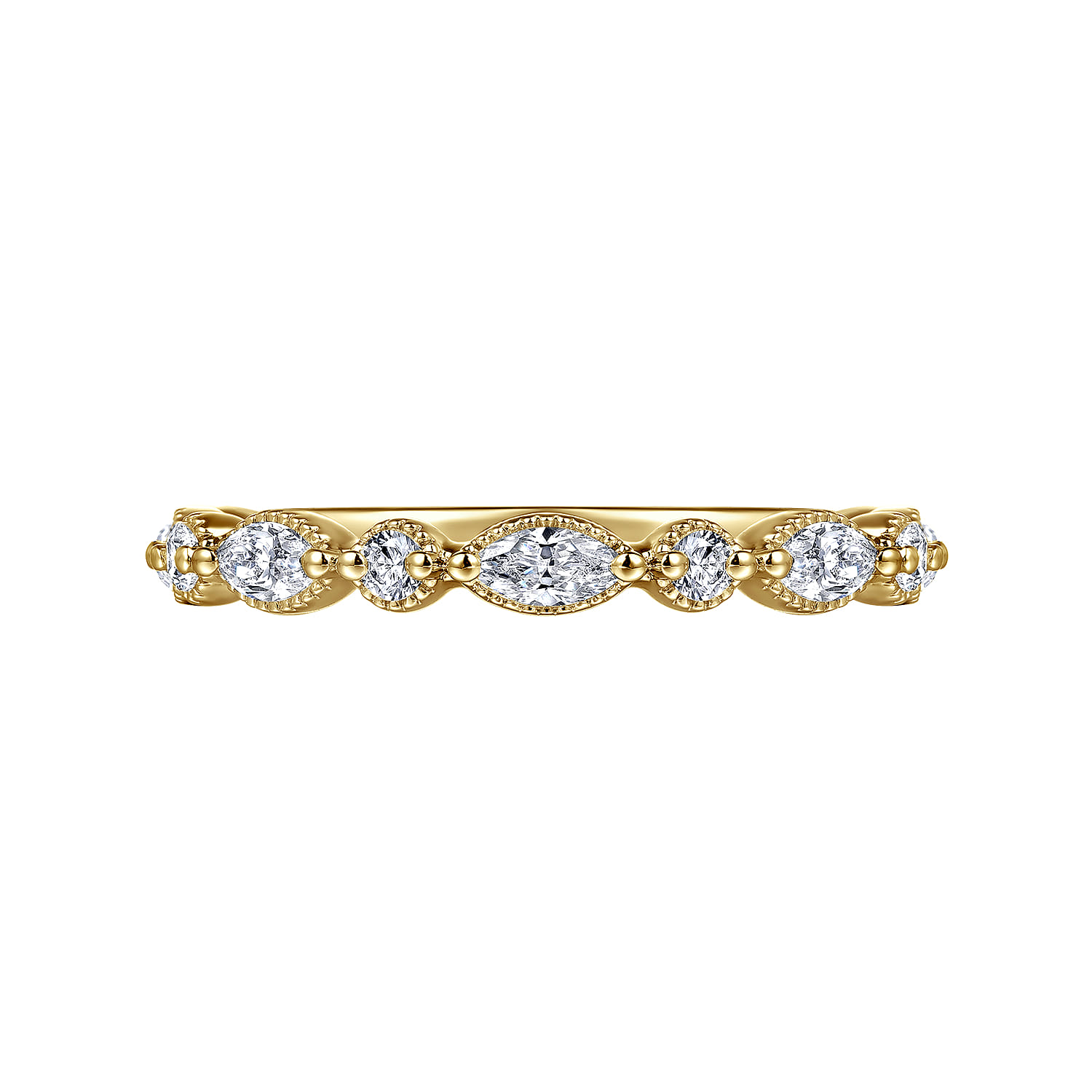 Fancy Wedding Ring in 14k Yellow Gold with Marquise Natural Diamond at Gabriel & Co. - Shot 6