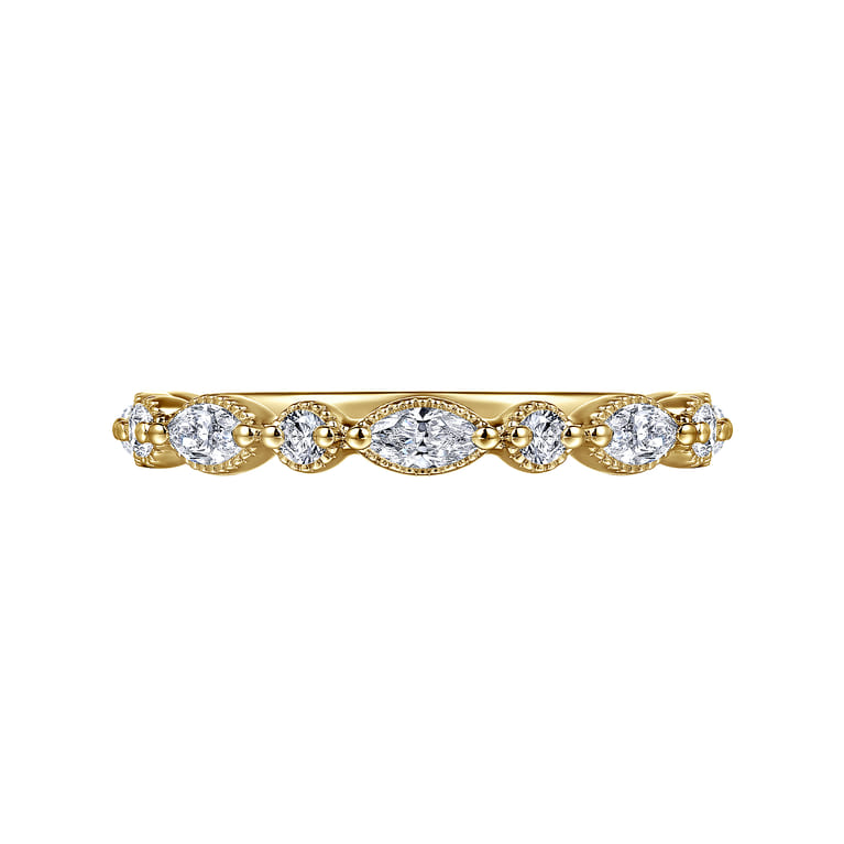 Fancy Wedding Ring in 14k Yellow Gold with Marquise Natural Diamond at Gabriel & Co. - Shot 6