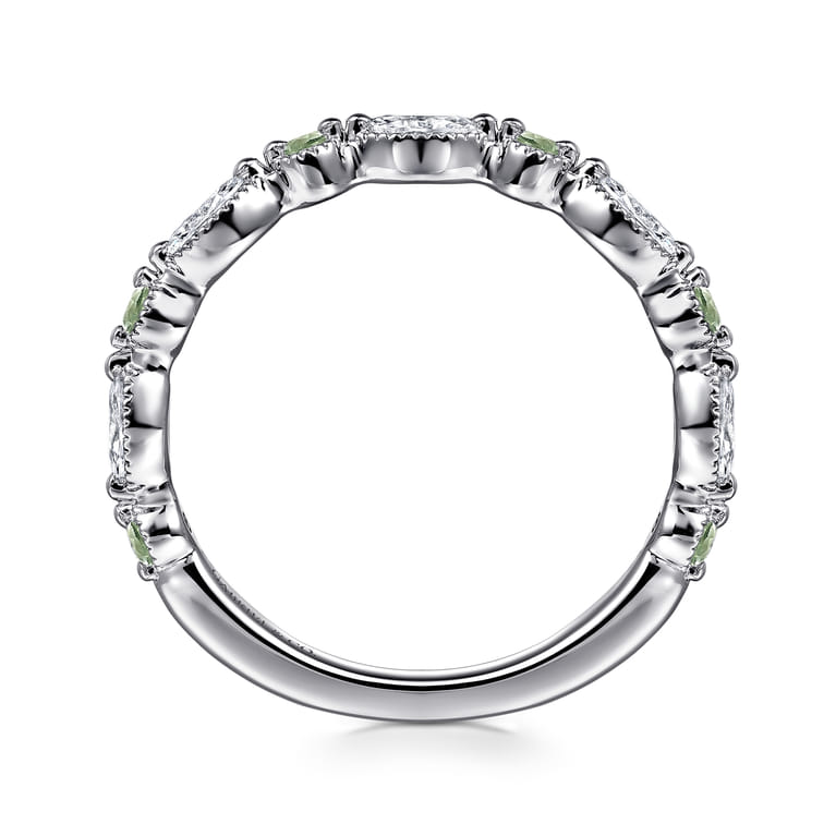 Straight Wedding Ring in 14k White Gold with Marquise  at Gabriel & Co. - Shot 2