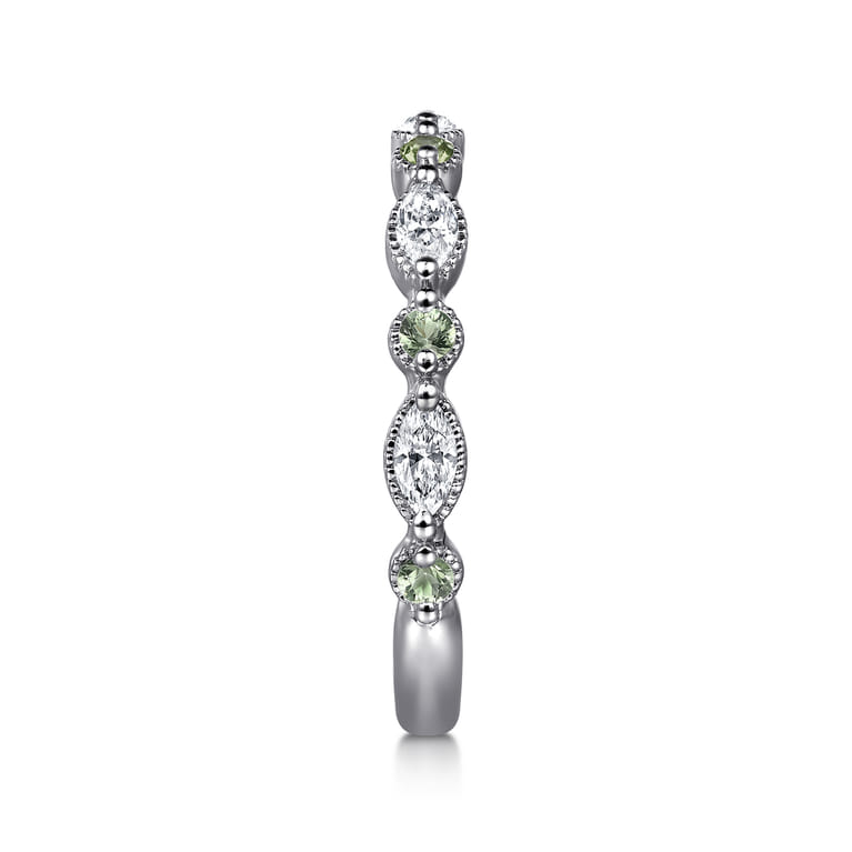 Straight Wedding Ring in 14k White Gold with Marquise  at Gabriel & Co. - Shot 4