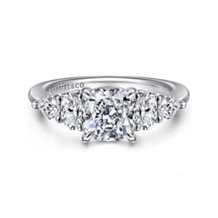 Estefani - 14K White Gold Cushion Cut Diamond Engagement Ring