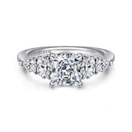 Estefani - 14K White Gold Cushion Cut Diamond Engagement Ring