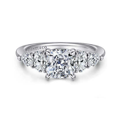Estefani - 14K White Gold Cushion Cut Diamond Engagement Ring