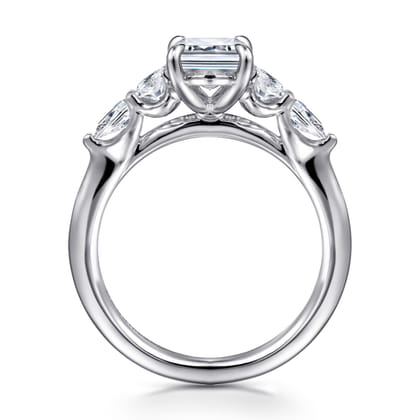 Estefani - 14K White Gold Emerald Cut Diamond Engagement Ring