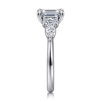 Estefani - 14K White Gold Emerald Cut Diamond Engagement Ring