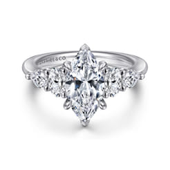 Estefani - 14K White Gold Marquise Shape Diamond Engagement Ring