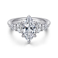 Estefani - 14K White Gold Marquise Shape Diamond Engagement Ring