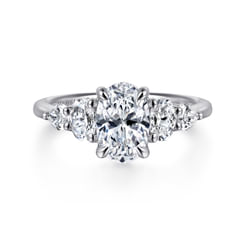 14K White Gold Oval Diamond Engagement Ring